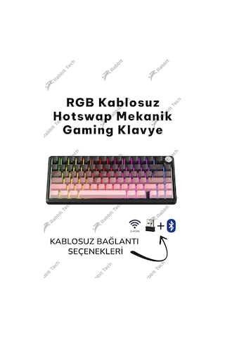 Black Gradiant Rgb Kablosuz Hotswap Mekanik Gaming Klavye Oyuncu Klavye