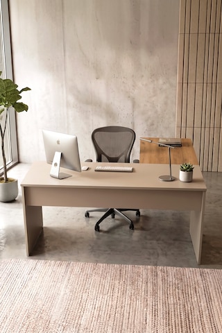 Robin Home Opus L Tipi Ofis Çalışma Masası Bilgisayar Masası Yönetici Masası Sepet-kumsal Kahverengi