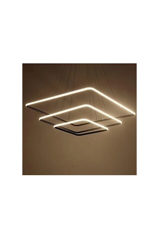 Modern Kare Siyah Kasa Led Avize Beyaz Işık