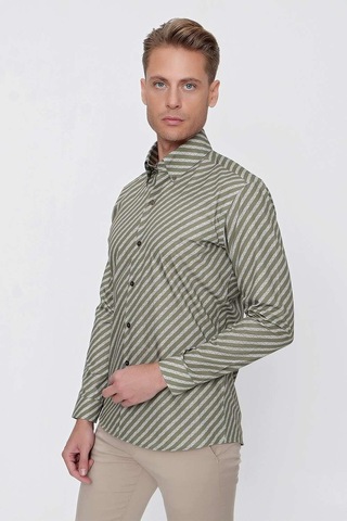Efor G 1517 Slim Fit Haki Spor Gömlek Haki