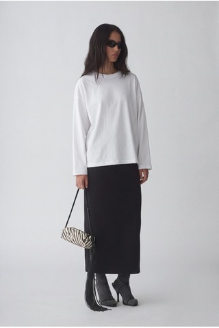 Suud Collection Beyaz Uzun Kollu Oversize Tişört