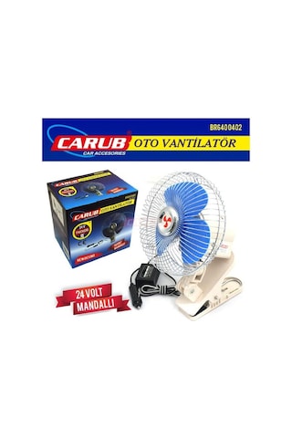 Carub Oto Vantilatör 10" Inc 24 Volt Mandallı 25 Cm