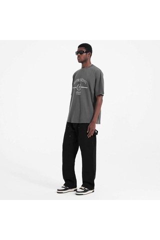 Flood Of Style Erkek Antrasit Represent Baskılı Bisiklet Yaka Tshirt Gri