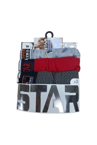 Dodes Star 105 Desenli Jakar Erkek 3'lü Kemer Boxer Desenli