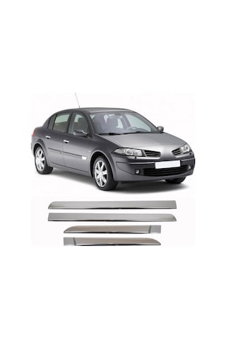 Renault Megane 2 Uyumlu 2002-2010 Krom Yan Kapı Çıtası 4 Parça Paslanmaz Çelik