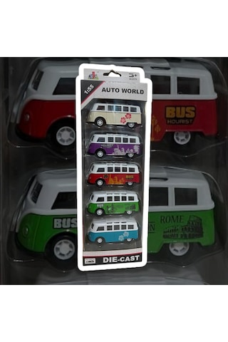 Dıe Cast Auto World 1:55 Ölçek Volkswagen Van Samba 5 Li Set