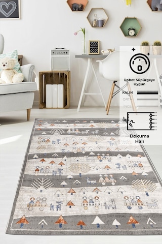 Konfor Halı Konfor Kids 4583 Modern Dokuma Çocuk Halısı Çok Renkli