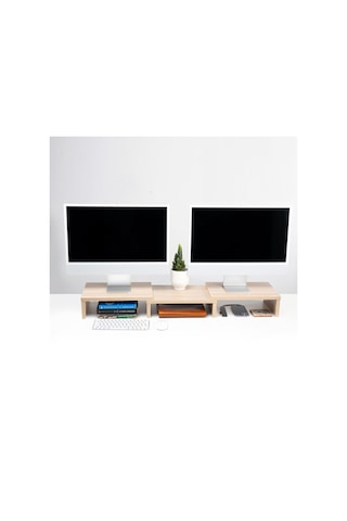 Çift Monitör Standı Ekran Yükseltici Bilgisayar Masaüstü Düzenleyici