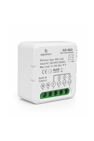 As-863 Akıllı Wifi Üçlü Duvar Anahtarı Modülü Tuya Uyumlu 1