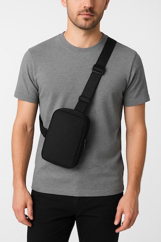 Erkek Çapraz Omuz Çantası 2 Bölmeli Siyah Göğüs Düz Günlük Çanta