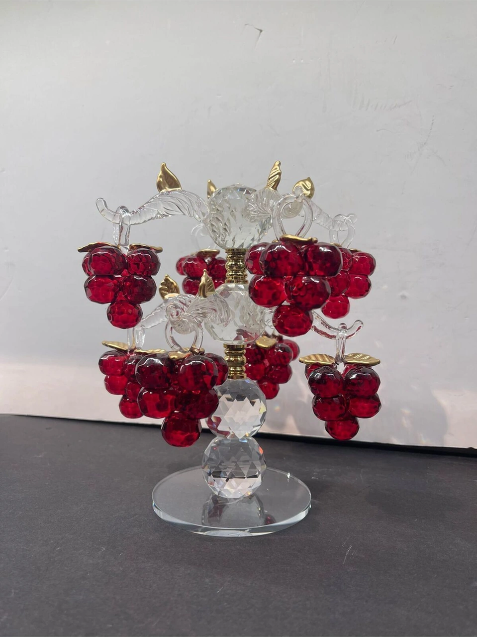 Dekoratif Kristal Sekizli Salkım Üzüm Kırmızı