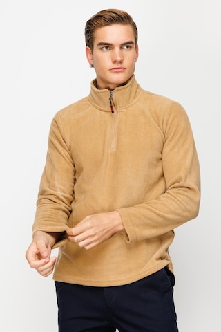 İgs Erkek Camel Standart Yarım Fermuar Polar Camel