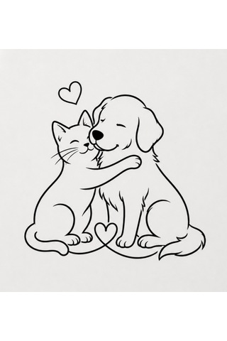 Kedi Köpek Dostluğu Sticker Oto Sticker 20x20 Kedi Köpek Dostluğu Sticker Oto Sticker 20x20