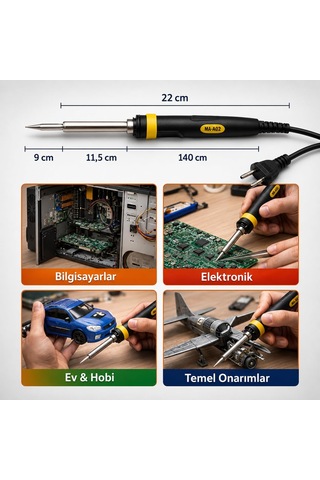 Vıvaluxe Bortepe Işıklı 60w Lehim Seti, Ma-a02 Havya, Lehim Teli Ve Lehim Macunu Dahil, Elektronik, Bilgisayar, Ev Ve Hobi Onarımları İçin