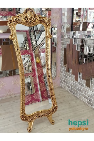Bihter Model Altın Renk Varaklı Ayaklı Boy Aynası
