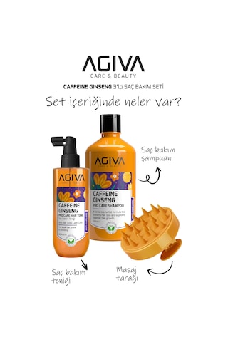 Caffeine Ginseng Şampuan 500 Ml & Saç Toniği & Masaj Tarağı 3'lü Set