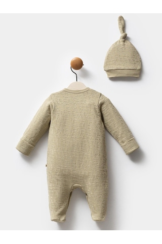 Moi Noi Baby Moi Noi 2li Şapkalı Baskılı Tulum - Haki