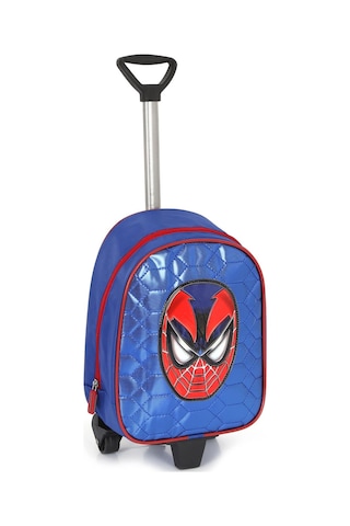 Spiderman Çekçekli Mavi Parlak Dikişli Baskılı Anaokulu Çantası