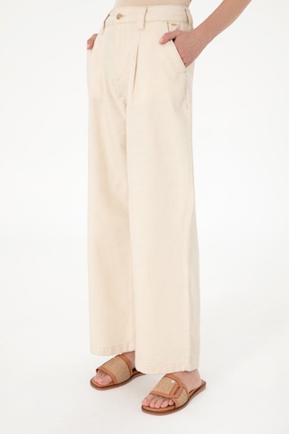 U.S. Polo Assn. Kadın Ekru Loose Fit Kanvas Pantolon 50309133-VR019