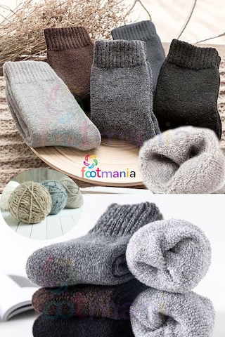 Footmania 5'li Erkek-kadın Havlu Kışlık Çorap Seti Isı Emici Çok Renkli