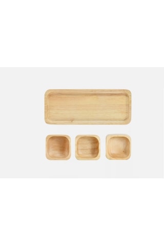 Çerezlik 3 Lü Bambu Ahşap-bamboo Snack Bowl Boyut: Taban 29.5 Cm