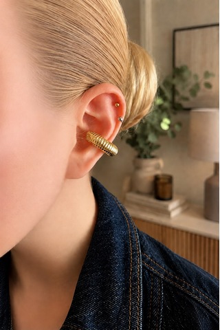 Earcuff Kıkırdak Küpe Yüksek Kalite Çelik Altın