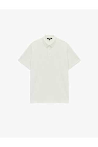 Koton Regular Fit Waffle Dokulu Düğmeli Kısa Kollu Polo Yaka Tişört Beyaz 6sam10071mk