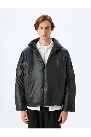 Koton Şişme Mont Slim Fit Çıt Çıt Düğmeli Siyah 5wam20037hw Siyah