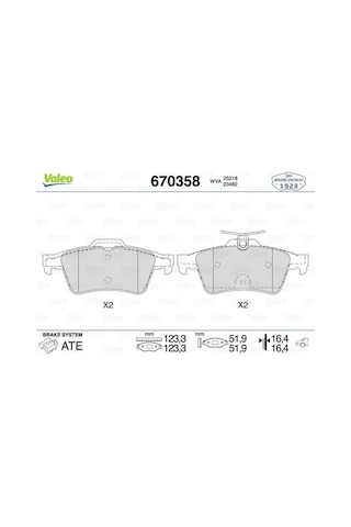 Peugeot 508 Arka Fren Balatasi 2011-2018 Valeo 670358 Peugeot 508 Arka Fren Balatasi 2011-2018 Valeo 670358