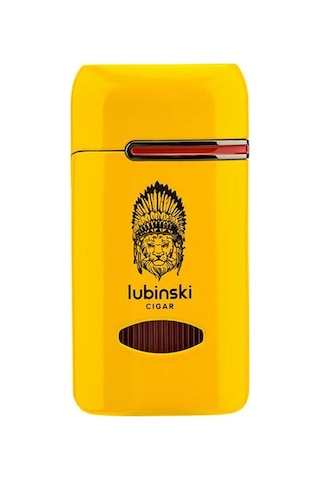 Lubinski Lion Kapaklı Delicili Tek Torch Puro Çakmağı Sarı Lb-192