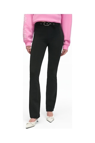 Grımelange Cırelyn Kadın Beli Ayarlanabilir Kemer Tokalı Esnek Uzun Siyah Pantolon siyah