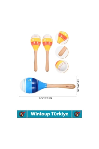Özel Üretim Eğitici Zeka Koordinasyon Geliştirici Kişisel Gelişim Çocuk Ahşap Renkli Marakas 2'li