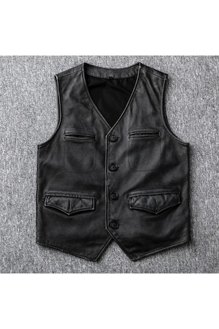 Hakiki Kuzu Derisi Kapaklı Yelek