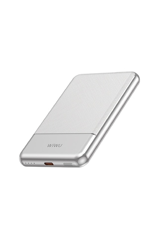 Wiwu Wi-p088 Led Işık Göstergeli Pd 20w Kablosuz Powerbank 5000mah 15w Gümüş Gümüş