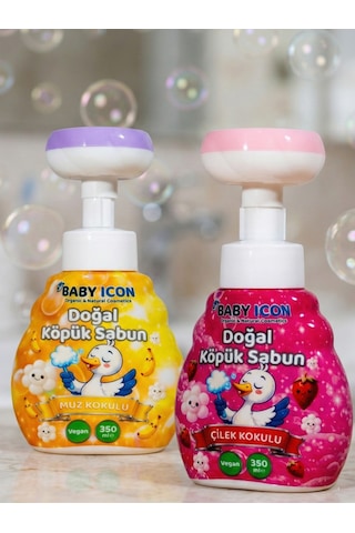 Baby Icon Doğal Çocuk Köpük El Sabunu 350 Ml Muz + Çilek Kokulu Vegan Parabensiz Baby Icon Doğal Çocuk Köpük El Sabunu 350 Ml Muz + Çilek Kokulu Vegan Parabensiz