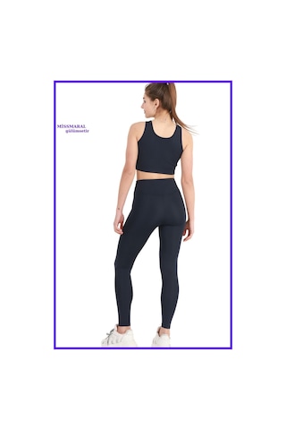 Missmaral Kadın Lacivert Yüksek Bel Toparlayıcı Tayt Tam Boy Dalgıç Likralı Kumaş Casual & Comfort 102101 Larcivert