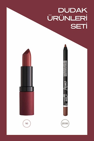 Golden Rose Velvet Matte Lipstick 16 + Emily Dudak Kalemi 208