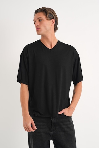 Alexander Gardi Alexandergardı V Yaka Oversize T-shirt E24-742a Siyah