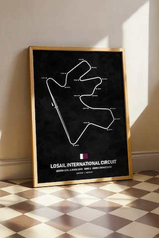 Losail F1 Pisti Ahşap Çerçeveli Tablo Katar Gp Dekor Poster