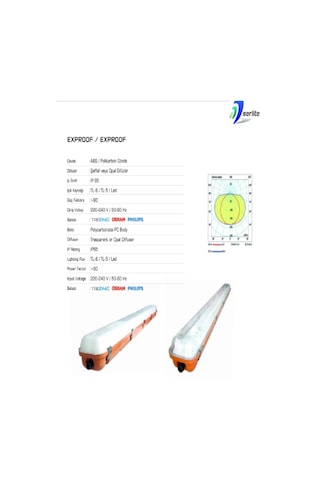 SERLİTE 40W LED EXPROOF ARMATÜR SER1828EX 1270*95*125mm Sarı