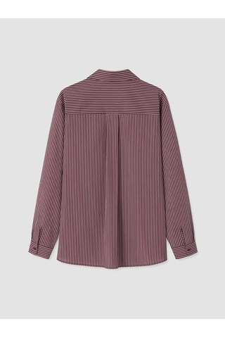 Lcw Comfort Kahverengi Çizgili Kadın Gömlek