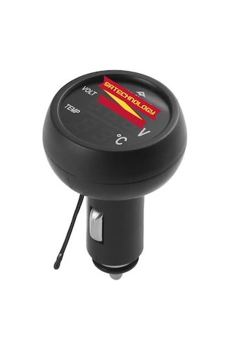 Araç Voltmetre Termometre Usb 3in 1 Mavi-kırmızı