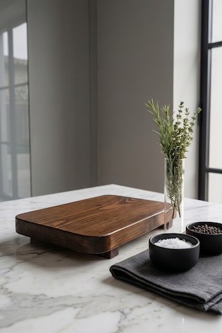 Nest Woodtr Ham Doğal Ahşap Sunum Tahtası 30x20cm Dekoratif Tepsi Ahşap Ayaklı Sunumluk Ceviz