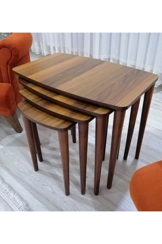 Canisa Concept Telwe Serisi Ceviz 4'lü Zigon Sehpa Takımı No Color