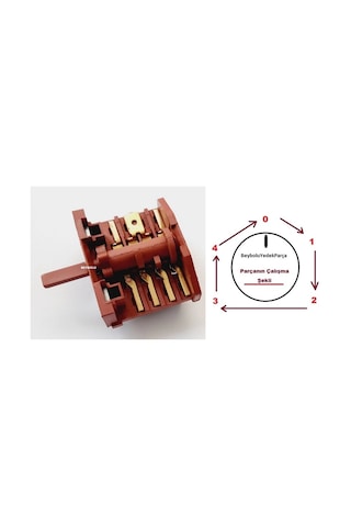 Luxell Lx-13675 Şalter , Fırın Kademe Anahtarı 4+4 Komutatör 4 Konum + Off