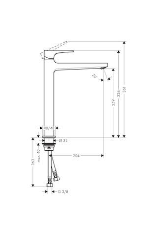 Hansgrohe Metropol Tek Kollu Lavabo Bataryası 260 Cubuk Volan Krom