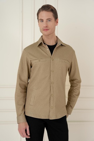 Efor G 1581 Slim Fit Camel Klasik Gömlek Camel