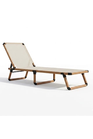 Missidea Alüminyum Katlanır Ve Taşınır Şezlong Teak+latte Bej