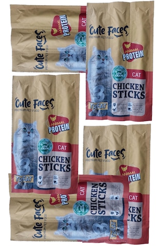 Cute Faces Tavuklu Kedi Stick Chicken Tavuklu Kedi Ödül Çubuğu 5 Adet 3'lü