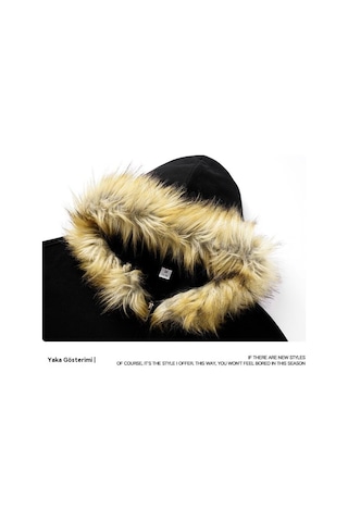 Erkek Sonbahar Ve Kış Suni Kürk Yaka Fermuarlı Sweatshirt Ceket Kırmızı